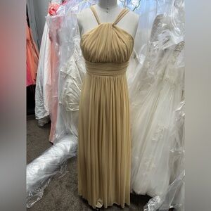 Elegant Tan Halter Dress